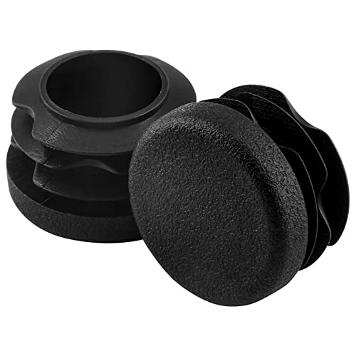 Image of Jiozermi 24 Pcs 1 inch Round Plastic Plug, Black Round Plastic End Cap Furniture Finishing Plug for Pipe Post, Chairs and Furniture