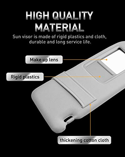 LESAUCE Left Driver Side Sun Visor for Toyota Camry 2007 2008 2009 2010 2011 Without Sunroof and Light (Left Size,Gray) - Thumbnail 6