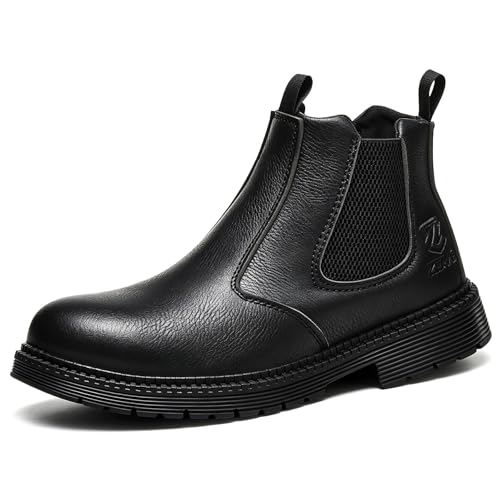 Image of Unisex-Adults Steel Toe Chelsea Boots, Men's Industrial Construction Shoes, Waterproof, Lightweight, Comfortable, Non-slip Safety Boots