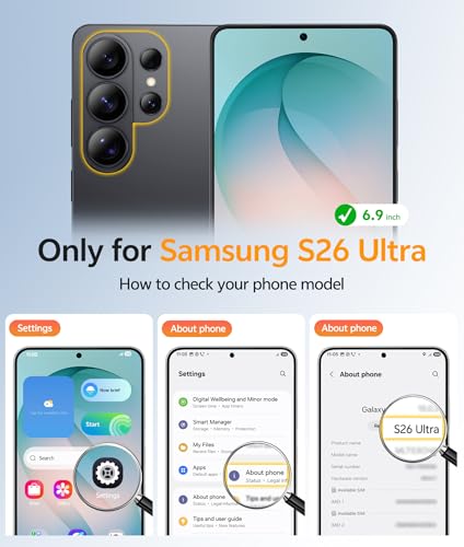 Image of FNTCASE for Samsung Galaxy S26-Ultra Case: [Fit for Magsafe] [Full Camera Protection] Translucent Matte Cases with [Screen Protector] Military Grade Shockproof Protective Phone Cover - Black