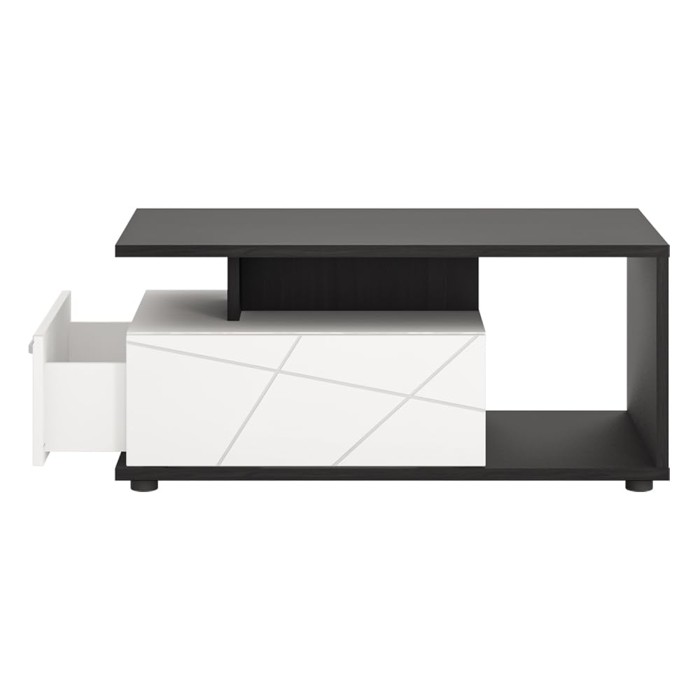 Lomadox Wohnwand Wohnmöbel Set weiß 5-teilig Modern, 1 Vitrine, 1 Wandboard, 1 Lowboard, 1 Highboard, 1 Couchtisch inkl. Beleuchtung