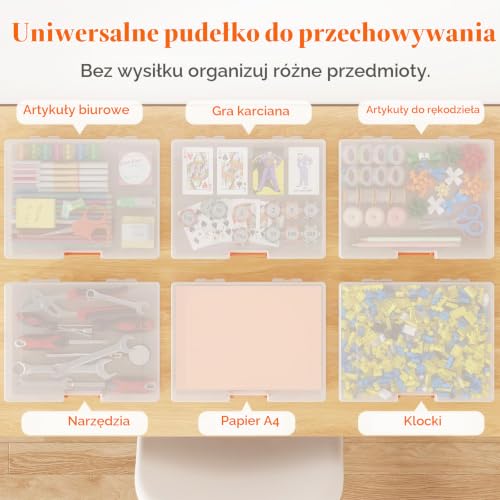 Lifewit 6 Pack Plastikowe Organizatory Gier Planszowych i Przechowywanie z Dodatkowym Woreczkiem Zamek, Przenośne Pudełko do Przechowywania Projektów do Papieru A4, Pliku, Dokumentów