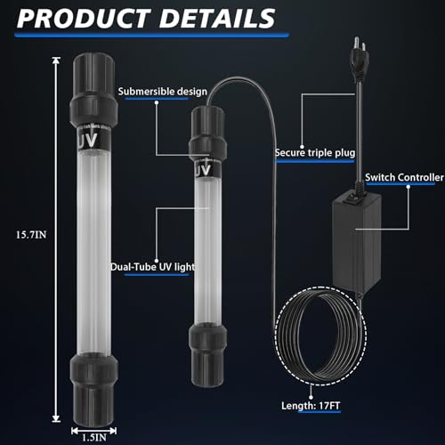 Luz Ultravioleta Sumergible para Acuarios 32W miniatura 2