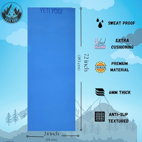 Image of Eva Yoga Mat for Exercise, Anti-Slip Workout Mat for Unisex, Durable & Comfortable Yoga Mats for Home, Gym, and Pilates (Blue, 6mm)