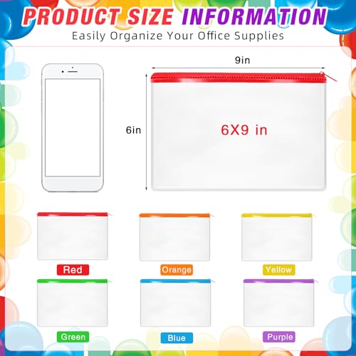 Image of Feifeiya 48 Pcs Clear PVC Pencil Pouch Bulk 8.66 x 5.71 Inch Pencil Case Soft Pencil Bag Transparent Zipper Pencil Pouch for Kids Girls Boys School Supplies Travel Storage(Colorful)