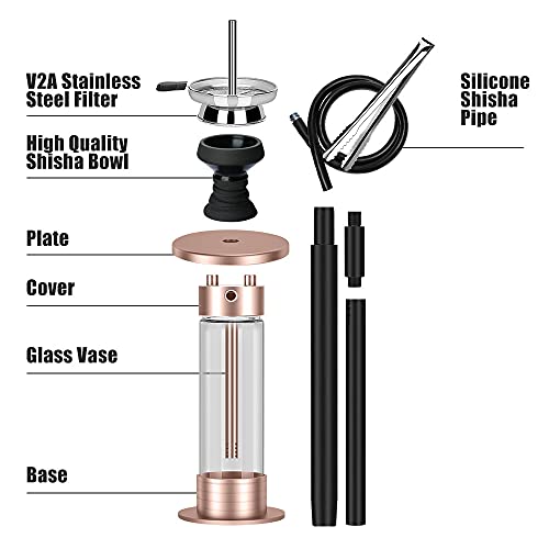 J Shisha Set Komplett, Shisha Hookah Set mit Tragetasche,42.5 cm Shisha to go, Shisha Set Rosegold, Shisha Komplett mit… – Bild 3
