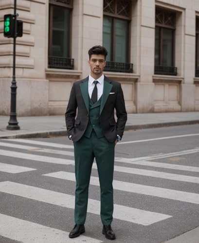 Suits for Men Slim Fit 3 Piece Set, Mens Double Breasted Suit Tuxedo for Men Wedding Prom Formal Business4
