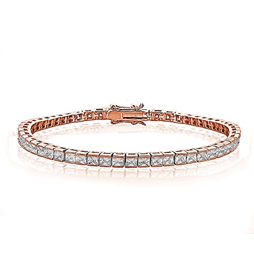 B. BRILLIANT Cubic Zirconia Princess-Cut Channel-Set Fashion CZ Tennis Bracelet for Women