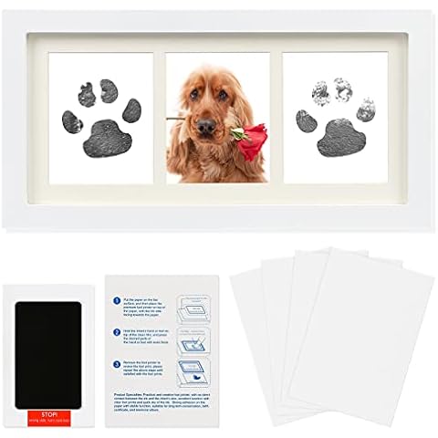 YGORTECH Paw Print Frame Kit-Paw Print Picture Frame-Dog Memorial Gifts- No Mess Ink Pad for Pets-Dog or Cat Paw Print kit-Pet Memorial Picture Frame-Pawprint Frame(White) Cover
