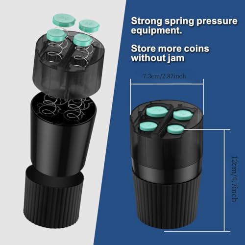 Suliper Coin Holder for Car, Large Capacity Universal Car Portable Coin Organizer, Fits Most Vehicles & Trucks Cup Holders, Change Dispenser Storage for Quarters, Pennies, Dimes, Nickels (Four Coin) — view 3