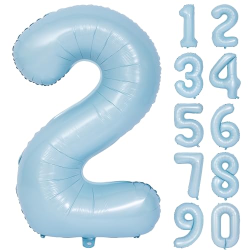 Image of 40 In Matte Blue Number Balloon 2 large Big Foil Mylar Balloon Blue Balloon | Party Decorations Suitable For Boys' And Girls' Birthday Parties digital 2