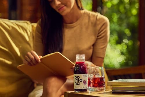 Image of Pomona Organic Blackberry Juice (Pack Of 12), Cold Pressed USDA Organic Juices, 100% Blackberries, No Added Sugar, Not From Concentrate, Vegan, Kosher, Non GMO, Pasteurized, 8.4 Oz Glass Bottles