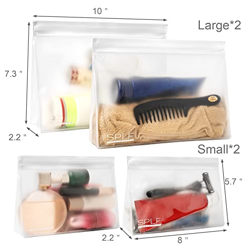 SPLF 4 Pack Leakproof Clear Toiletry bags, TSA Approved Quart Size Zipper Bags, BPA Free Travel Makeup Cosmetic Bags for Women Men, Carry on Airport Airline Compliant Bags2