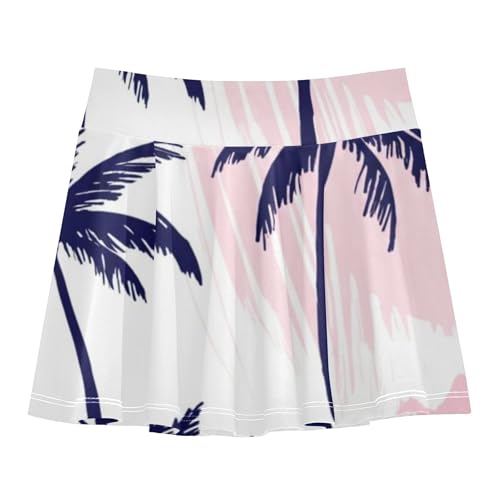 Joisal Athletic Shorts Girls Skorts Navy Blue Palm Trees Pink Tennis Skirts for Kids Cartoon School Skirt 3t