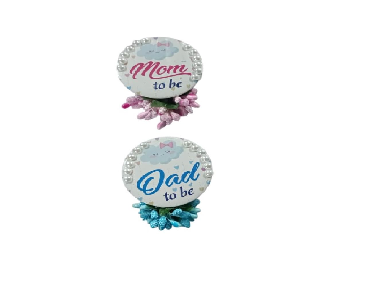 Party Crave MOM TO BE & DAD TO BE Badge For Baby Shower Theme Celebration Decoration Item/Pin Badge For Family/Baby Shower Party Kit (Set of 2) 3