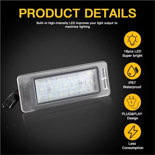 Luz matrícula LED Cadillac CTS Wagon evita multas con plafones estancos 2Pzs 6