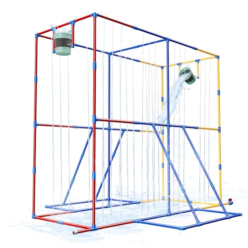 Kids Backyard Water Park Sprinkler Toy, Steady Water Sprinkler for Children Summer, Outside Waterpark Splash Water Activities, Heavy Duty PVC Tubes