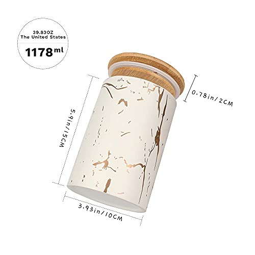 White Kitchen Ceramic Canister Sets - Airtight Set Of 3 Coffee Sugar Tea Storage Containers Pots Jars With Bamboo Lid For Farmhouse Kitchen Counter,1178Ml(39.83Oz) #TOP2