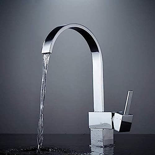 Mitigeur de Lavabo Évier Laiton Carré Orientable anti-éclaboussure Cuisine Bain LWX