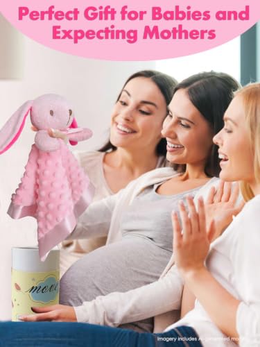 Image of Baby Security Blanket, Soft Baby Lovey Toy Blanket for Girls, Snuggle Toy Lovie Newborn Gift, Stuffed Animals Pink Bunny 16 Inch