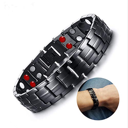 Preisvergleich Produktbild CAMORNY Magnetarmband Magnetfeldtherapie lindert Schmerzen Stress Stressangst reduziert Müdigkeit Starker Magnet Gesundheitswesen Armband Zweireihiges Magnetarmband,Black