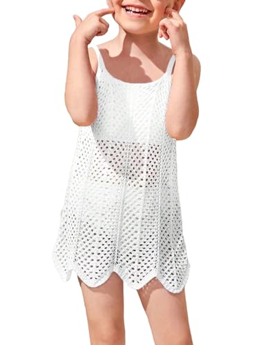 COZYEASE Toddler Girls Beach Cover Up Color Block Crochet Coverups Cute Swimsuit Cover Up Beach Dress