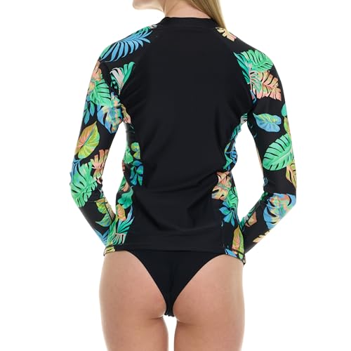 Image of Hurley Rash Guard for Women Full Zip, Zip Up Long Sleeve Swim Shirts for Women, Surfing Top UPF 50+ SPF Sun & UV Protection