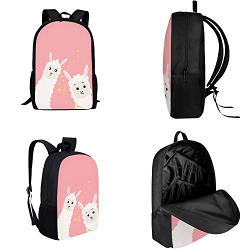 Clohomin Cute Alpaca Llama With Musical Notes Kids Backpack With Lunch Box Lunch Bag Pencil Case Pencil Bag Pink Casual Primary Junior High University School Bookbags Lightweight Bag For Toddler #TOP1