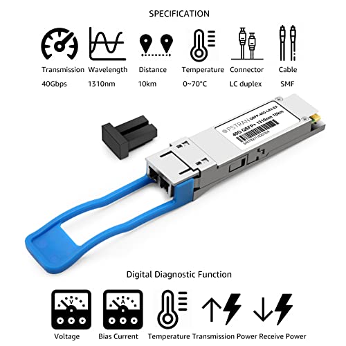Image of 40GBASE-LR4 QSFP+ Optical Transceiver Module Compatible with Extreme 10320 40G QSFP+ LR4 1310nm 10km DDM Duplex LC SMF