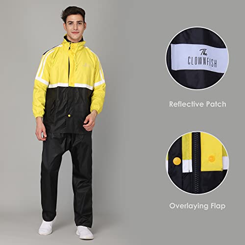 Image of THE CLOWNFISH Men's Waterproof Casual Style Polyester Double Coating Reversible Raincoat With Hood And Reflector Logo At Back For Night Travelling