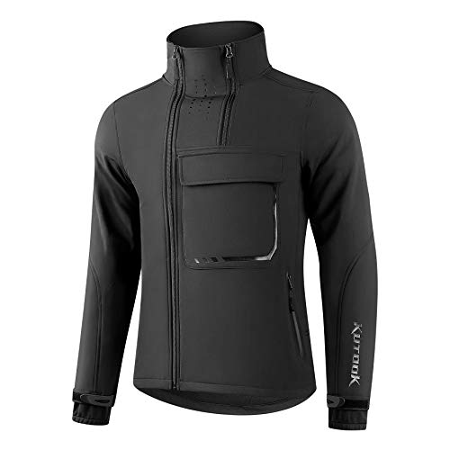 KUTOOK Chaqueta Softshell Hombre Deportiva Invierno Ropa Cortavientos Transpirar Impermeable con Forro Polar para Montaña Trekking Senderismo Esquí Running, Etc(L)