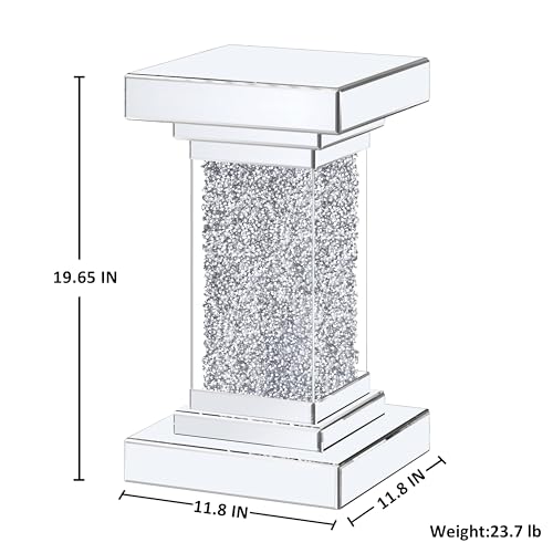 ENENE Mirrored End Table Crushed Diamond Coffee Table for Living Room Small Spaces Side Table for Bedroom Office Hallway Entryway