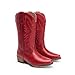 DREAM PAIRS Cowboy Boots for Women Cowgirl Western Mid Calf Boots Snip Toe Embroidered Stitched Low Chunky Heel Pull On Fashion Boots,Size 9,Red,SDMB25005W-2