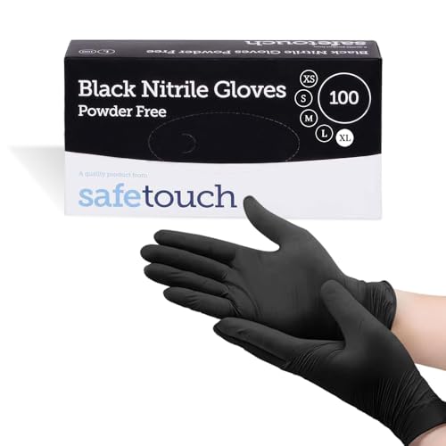 1ABOVE Pack of 100 Nitrile Examination Gloves - Multipurpose, Powder Free and Latex Free Disposable Gloves, for Food, Safety, Medical, Barber Shop, Garage etc (BLACK, LARGE)