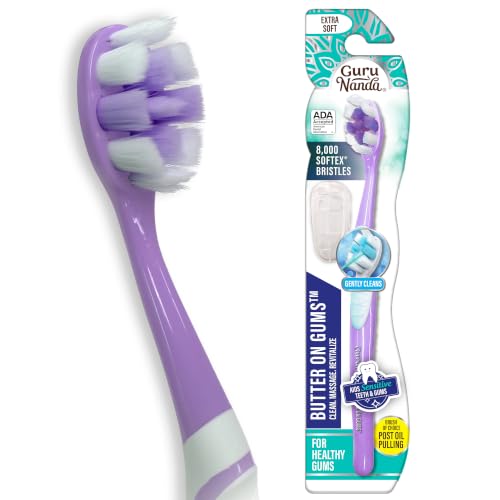 Image of GuruNanda Butter On Gums Toothbrush, ADA Accepted, with 8000+ Ultra Soft Softex Bristles for Sensitive & Receding Gums, Perfect for Whiter Teeth, 1 Ct