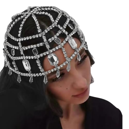 女性のためのエレガントなラインストーンタッセルヘッドピース。豪華なデザインと快適な着用感。テーマパーティーや結婚式に最適です。
