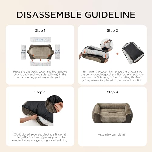 BEDSURE Hundebett mittelgroße Hunde – 76x61x15cm Hundesofa für mittlere Hunde waschbar, Hundekorb mit Abnehmbarer Bezug, Hundecouch mit Rutschfester Unterseite, kuschelweiches Hundebett, Grau