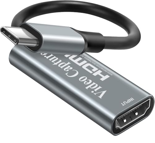 Scheda di acquisizione video 4K HDMI, scheda di acquisizione di giochi USB-C Adattatore di acquisizione 1080P per streaming, insegnamento, videoconferenza o trasmissione dal viv