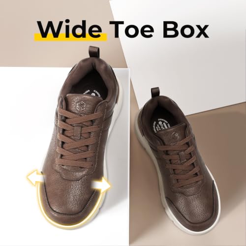 Image of FitVille Wide Shoes for Men Dress Sneakers Casual Oxfords Comfortable Shoes for Men Lightweight Plantar Fasciitis Bunions