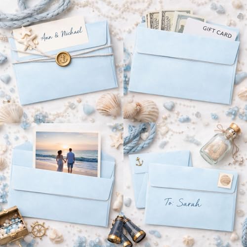 Image of Celebrations Blue Envelopes for Greeting Cards, Invitations & Letters, Premium Paper Envelopes with Secure Flap for Birthday Cards, Thank You Notes, Gift Cards & Party Invitations - Pack of 5