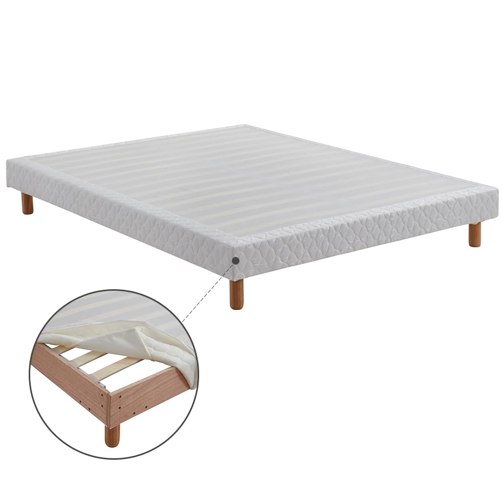 TEENO Mémoire Matelas en Mousse 160x200x18 cm avec 2 Oreiller +Sommier tapissier volige,Ensemble Matelas et sommier Tapissier (Épaisseur 18, 160x200cm Matelas+Oreillers+Sommier Tapissier（Style 2）)