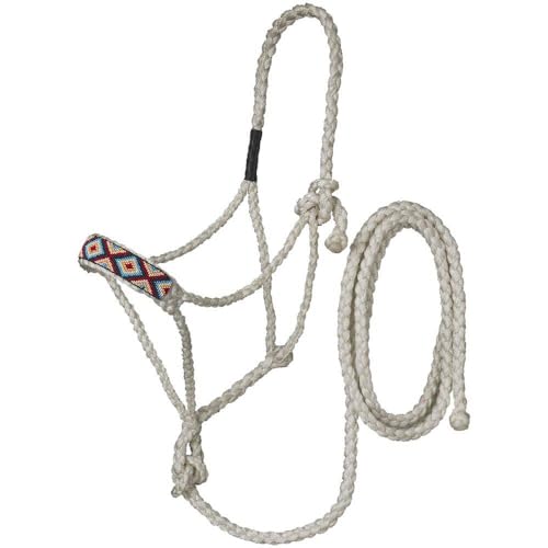 Tough 1 Beaded Mule Halter w.Lead White Diamond