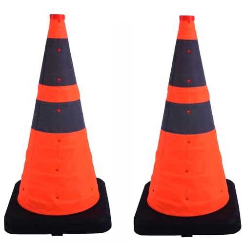 Besea RR 28 Inch In Collapsible Traffic Cones Orange Safety Cones cover