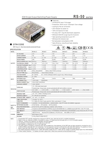 RS-50-48 convertisseur AC DC 50W alimentation découpage 48V - 3