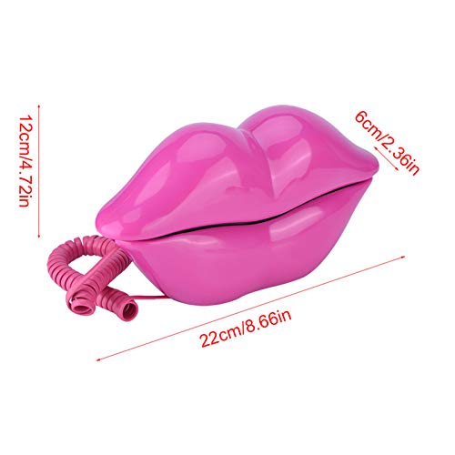Teléfono fijo con diseño de labios rojo rosa miniatura 5