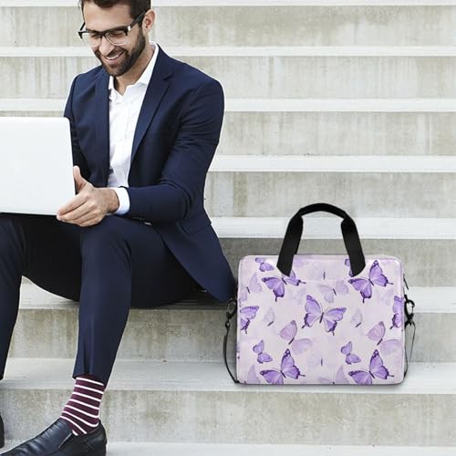 Bolso maletín para laptop con diseño mariposas moradas miniatura 3