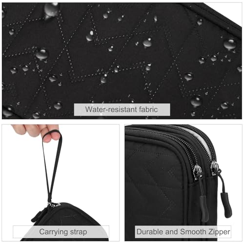 Image of FYY Electronic Organizer, Travel Cable Organizer Bag Pouch Electronic Accessories Carry Case Portable Waterproof Double Layers All-in-One Storage Bag for Cable, Cord, Charger, Phone, Pattern Black (M)