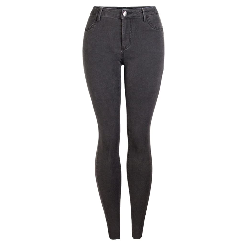 Dninmim Jean moulant sexy taille moyenne pour femme Gris foncé, Gris foncé 9., XXXL