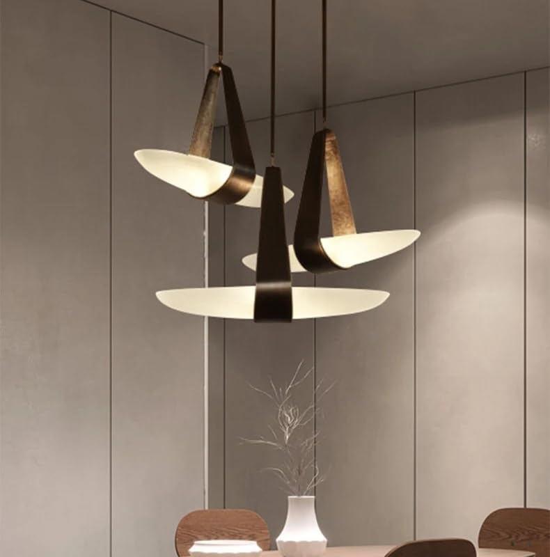 Lustre en verre moderne style nordique suspension cuir salon salle à manger 3 têtes