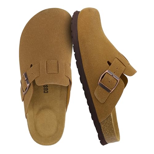Image of CUSHIONAIRE Hana Womens Clogs | Comfortable Vegan Suede Clogs for Women | Slip On Potato Shoes with Cork Footbed & Arch Support | Memory Foam, Wide Widths Available